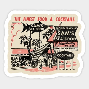 Tiki Bar, Sams Seafood Restaurant, Vintage Americana Sticker
